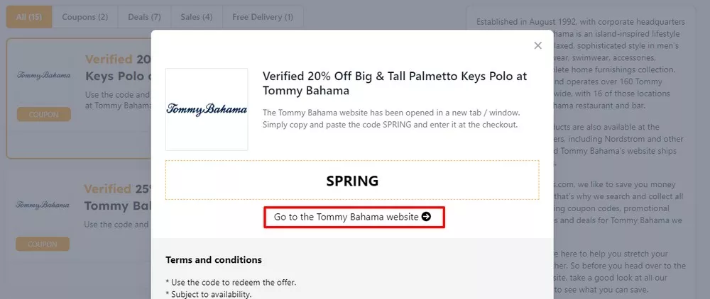 The best Tommy Bahama coupons to use